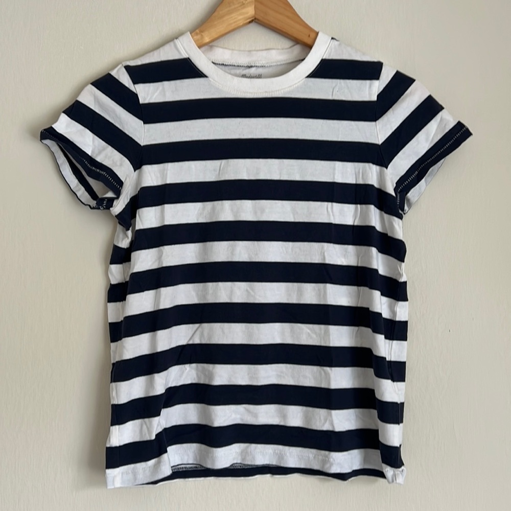 Madewell blue and white striped tee